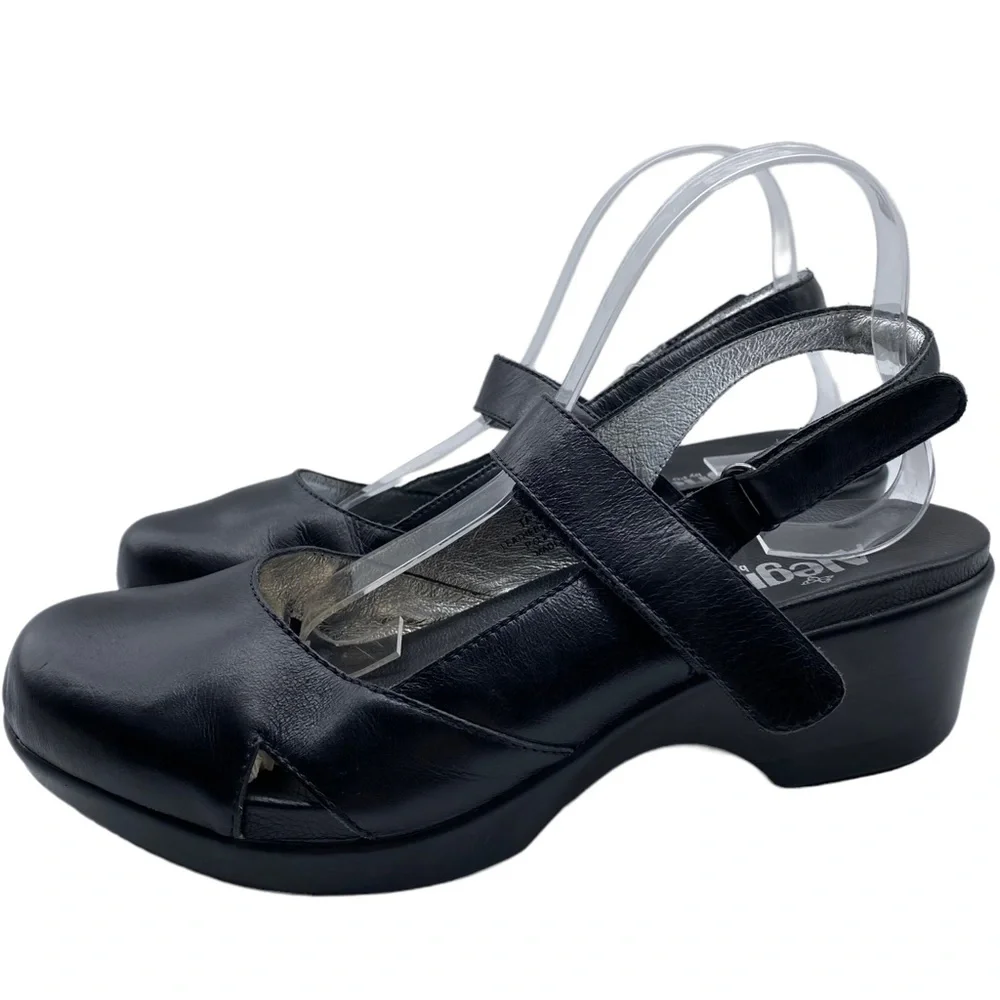 Alegria Tarah Black Leather Slingback Comfort Wedge Mary Jane 11.5